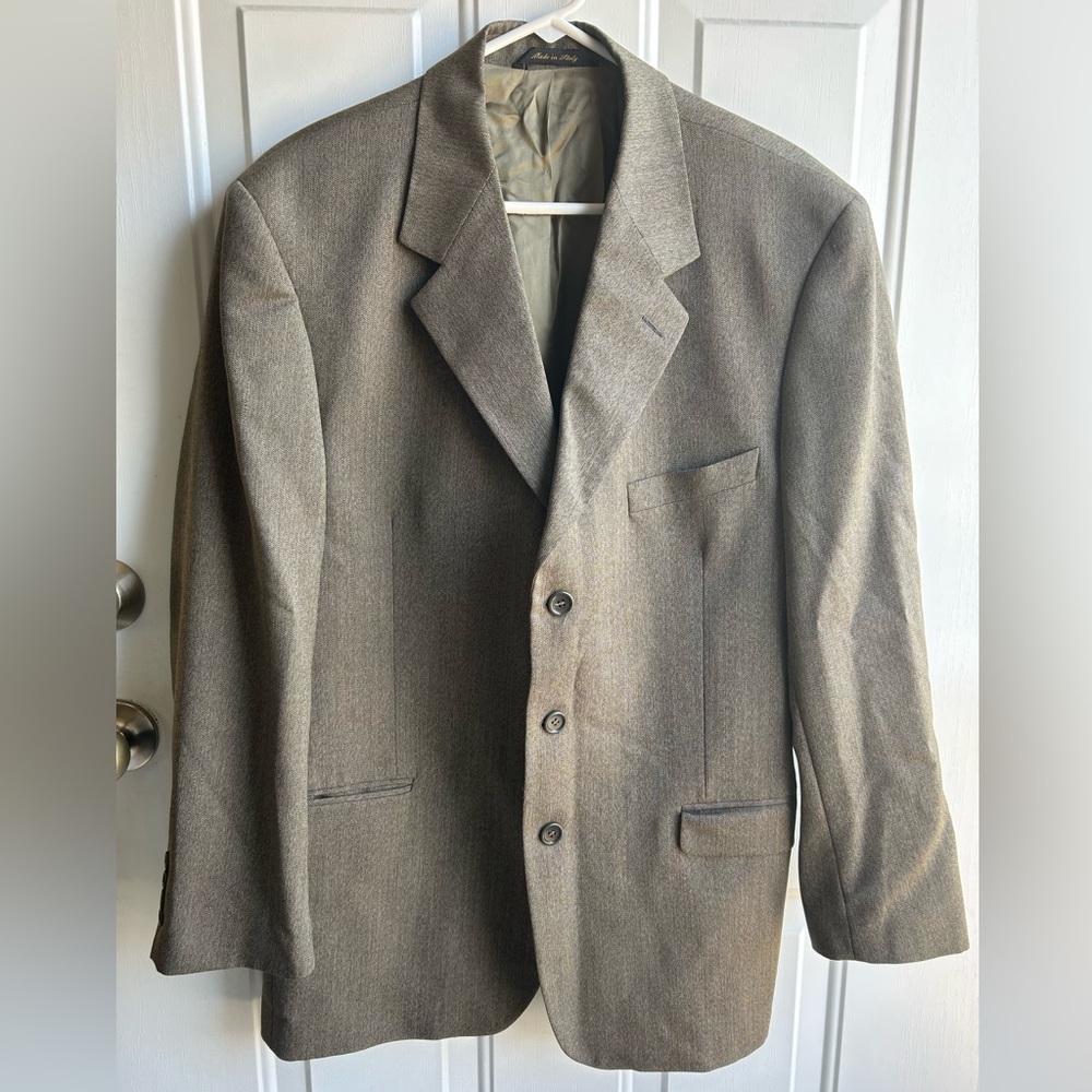 Alfani Comero Men’s Wool Three Button Blazer Sport Coat Made In Italy 42R